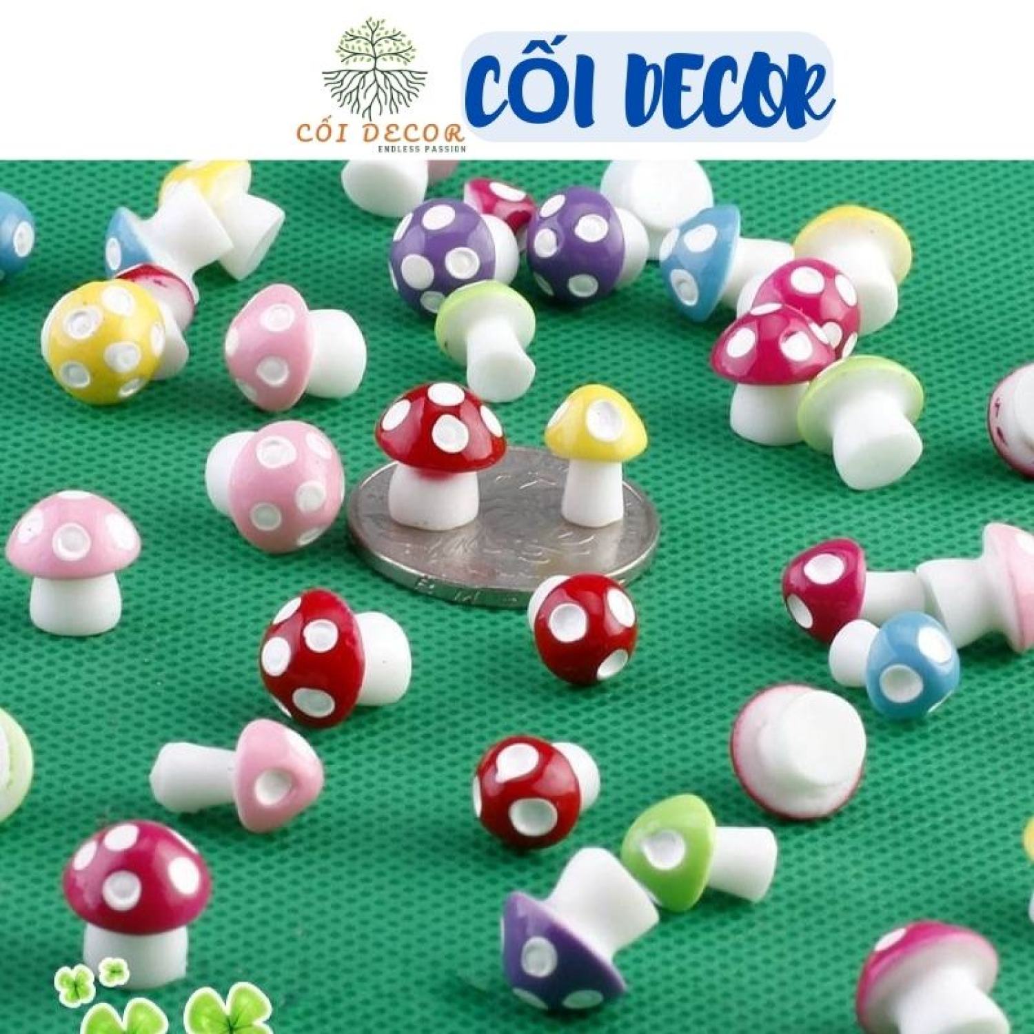Tiểu cảnh mini ❤️ Cây nấm mini nhiều màu sắc dùng trang trí tiểu cảnh sen đá, sân vườn, bể cá, bể terrarium
