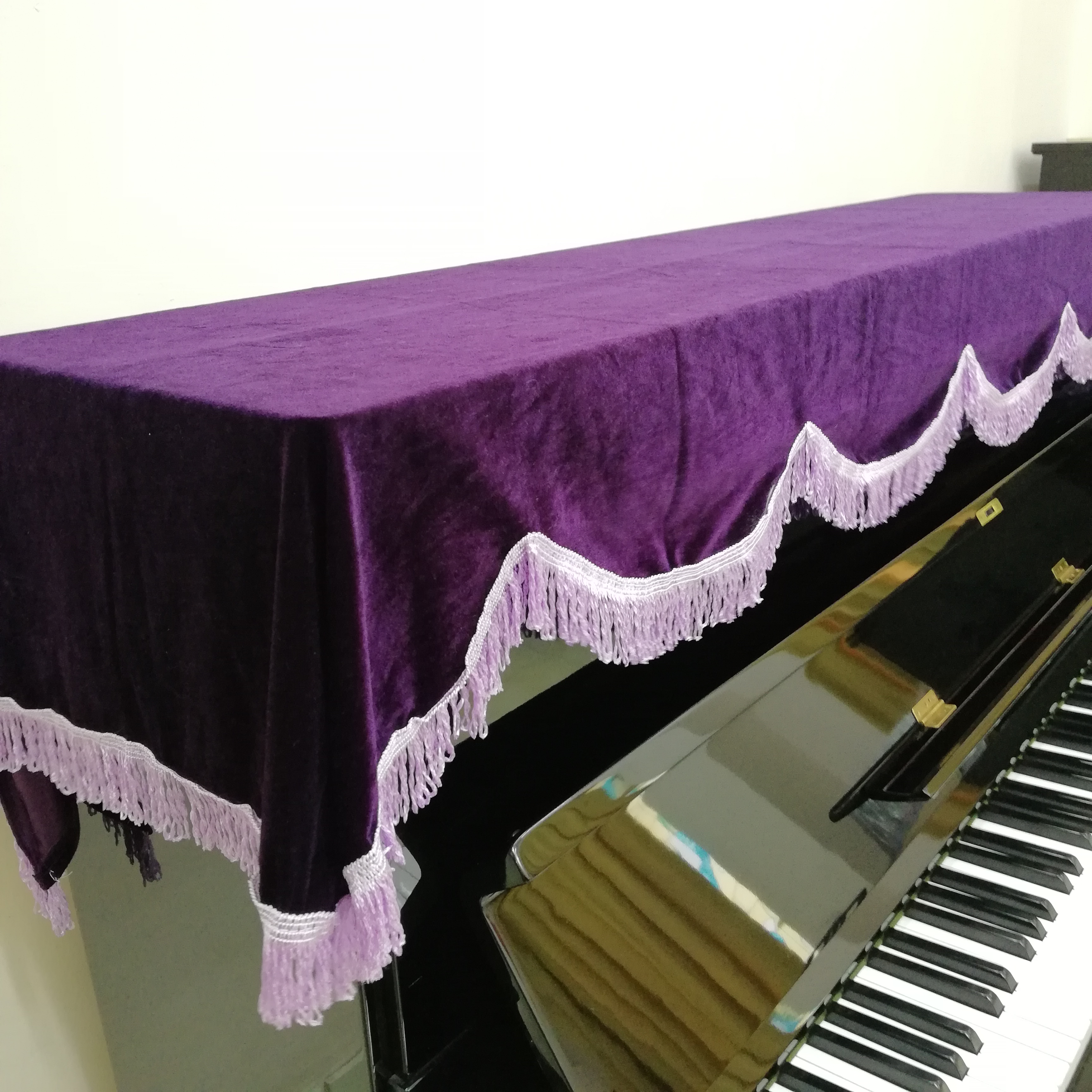 [HCM]BỘ KHĂN PHỦ ĐÀN PIANO PHỦ GHẾ ĐÀN PIANO CƠ PIANO ĐIỆN MÀU TÍM HOA CÀ DỄ THƯƠNG