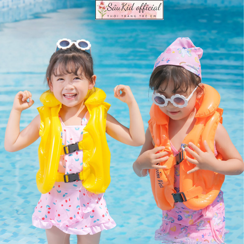 Áo phao bơm hơi, phao bơi bơm hơi hình dễ thương bằng pvc dành cho trẻ em