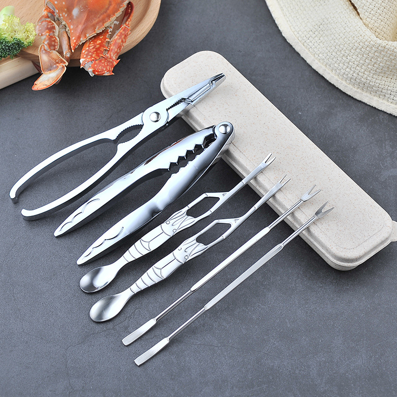 Dụng cụ ăn cua Bộ dụng cụ cua gia đình Kẹp cua bằng thép không gỉ Dụng cụ mở kim cua Kéo cua Bộ dụng cụ ăn cua lông