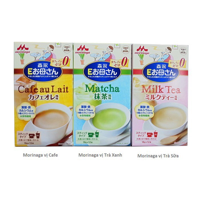 Sữa Morinaga bầu vị cafe, trà xanh, trà sữa