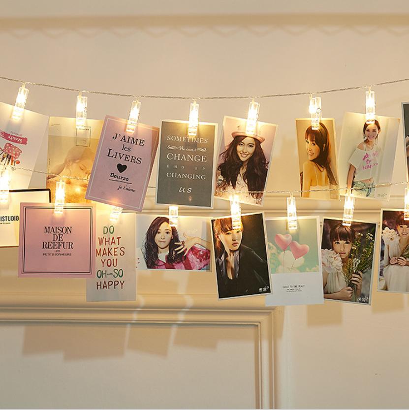 Đèn led trang trí kẹp ảnh, dài 1 m với 10 bóng, màu vàng ấm