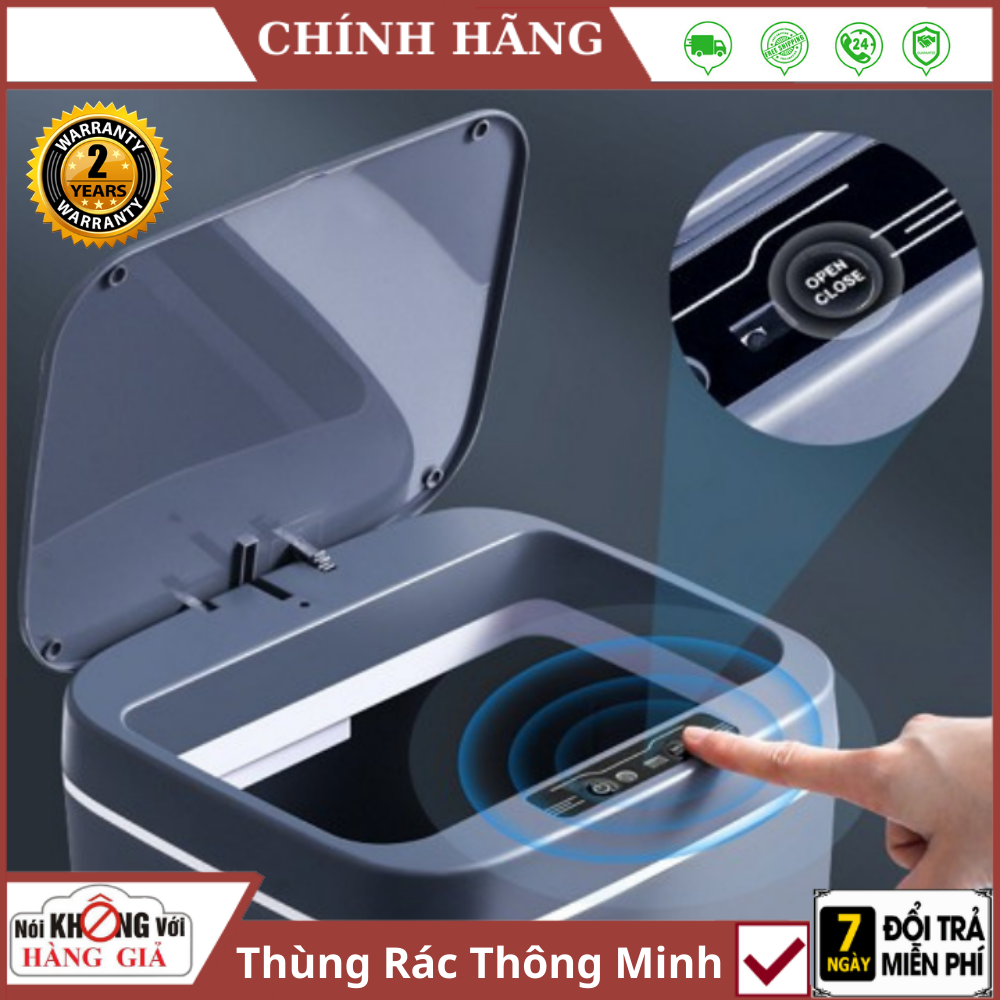 Thùng rác thông minh rt-7705 - 16l/14l thùng rác cảm ứng tự động với nắp, thùng rác sạc usb có đèn led rác thông minh bin - thùng rác cảm ứng thông minh