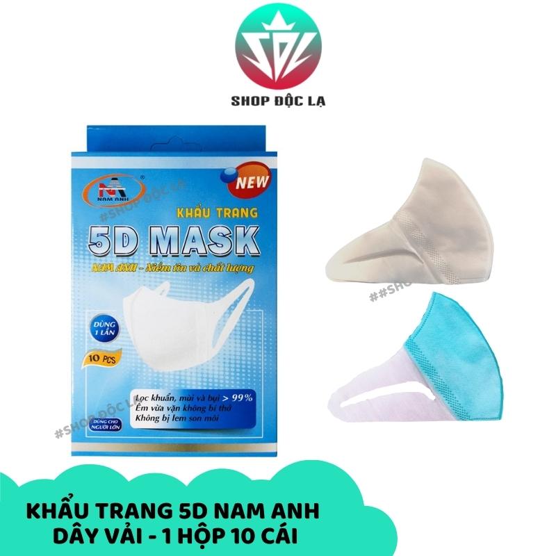(Hộp 10 Cái) Khẩu Trang 5D Mask Quai Vải Nam Anh Không Đau Mỏi Tai