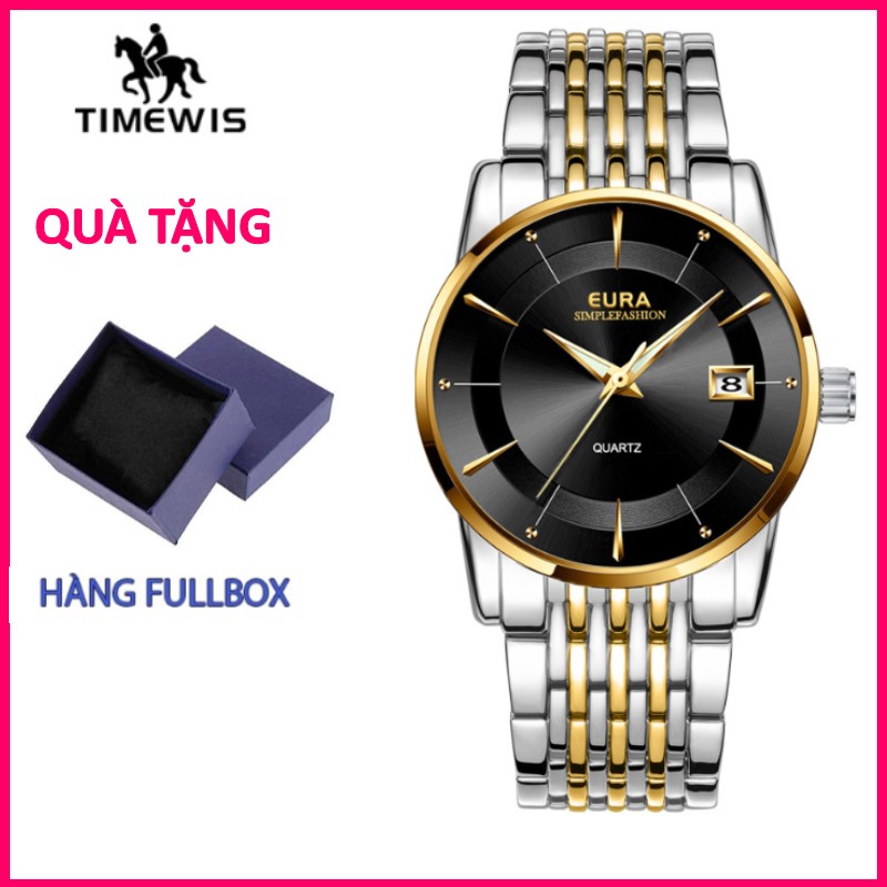 [HCM]( Xả hàng cuối năm) Đồng hồ nam EURA mặt kính Sapphire phong cách thời trang lịch lãm Kiểu dáng sang trọng dây thép chống gỉ chống nước Tặng hộp full box