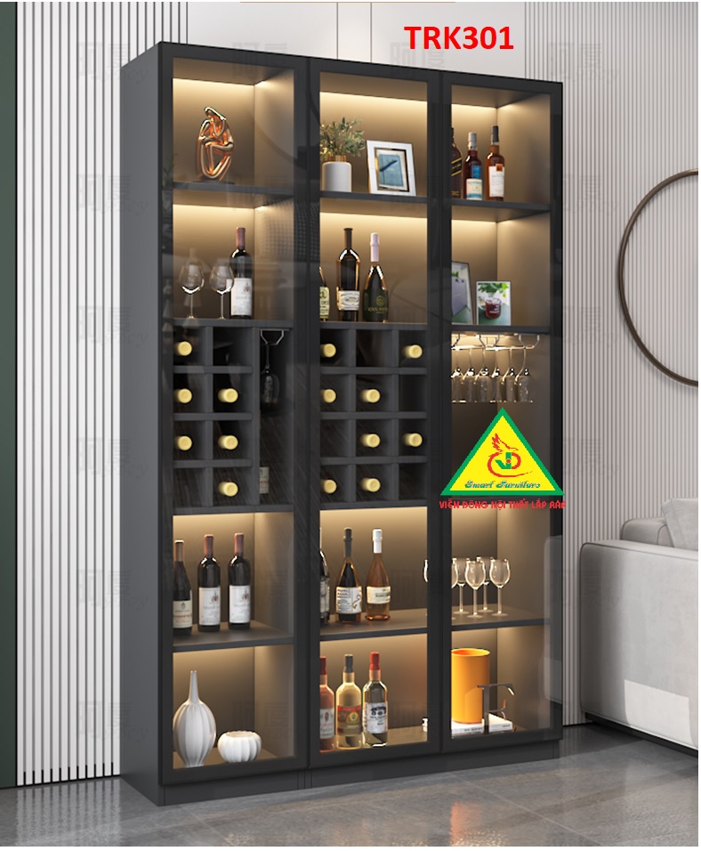 Tủ rượu gỗ MDF cánh kính TRK301B
