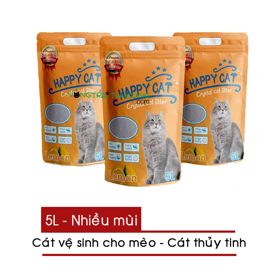 Cát vệ sinh cho mèo - Cát thủy tinh HAPPY CAT 5L nhiều mùi - [Nông Trại Thú Cưng]