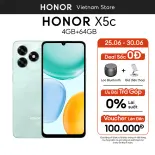 [MỞ BÁN ĐỘC QUYỀN] Điện Thoại Honor X5c 4 GB + 64 GB, Màn Hình 6.74 inch, Pin 5260 mAh, Cảm Biến Vân Tay, Bảo Hành 18 Tháng