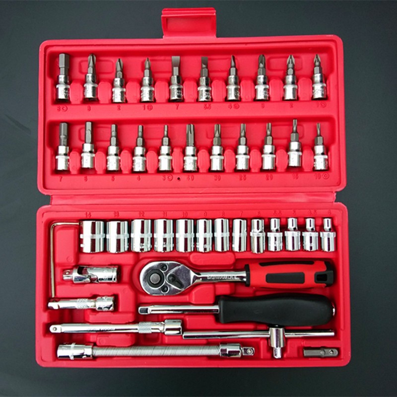 Hộp đồ nghề sửa chữa 46 chi tiết, Bộ tua vít nhiều đầu mở các loại bu lông, ốc vít, sửa chữa đồ điện gia dụng, xe đạp, xe máy
