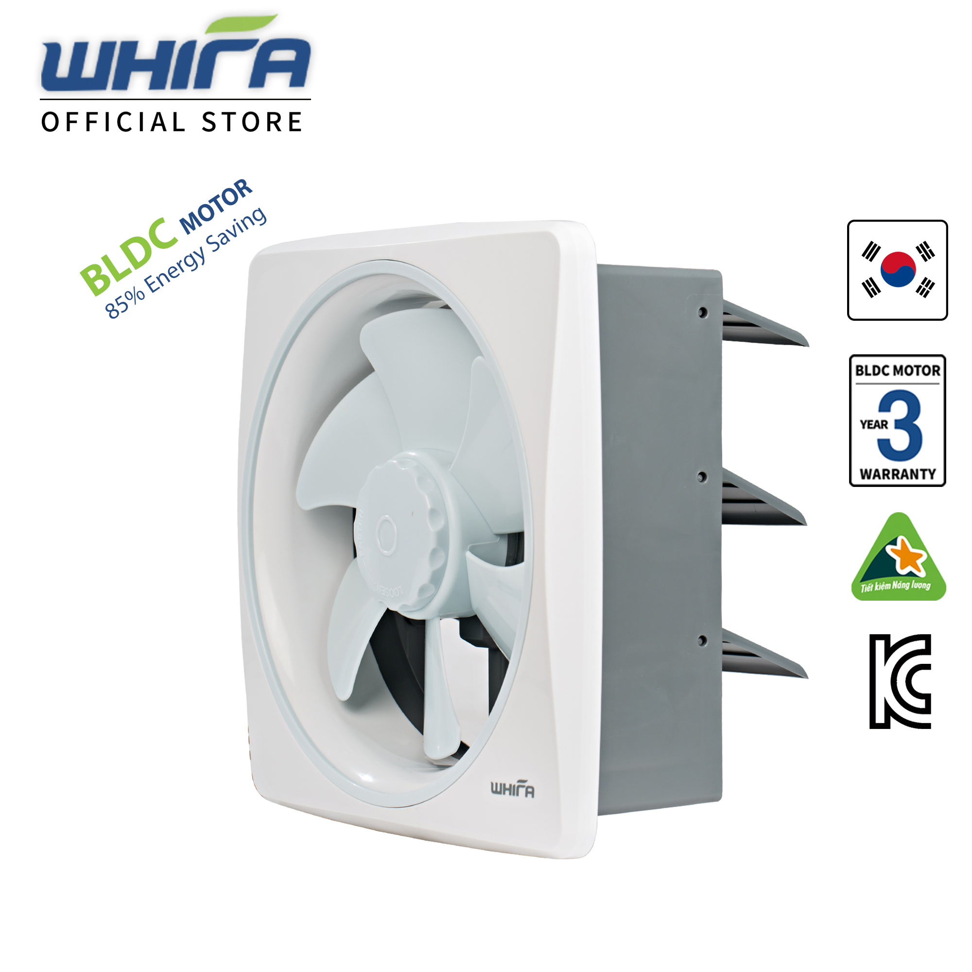 Quạt Hút Thông Gió Gắn Tường WHIFA VDS-25WK (A) 10 Inch Màu Trắng - Hàng Nhập Khẩu