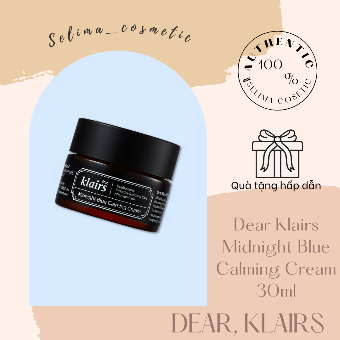 Kem Dưỡng Ẩm, Làm Dịu Da Ban Đêm Klairs Midnight Blue Calming Cream 30ml