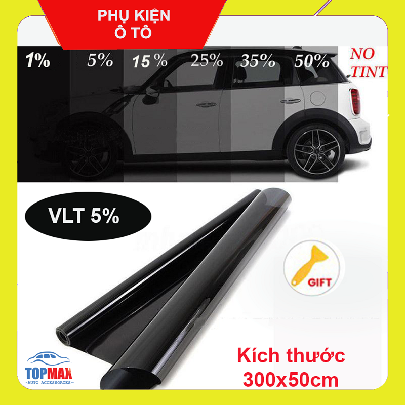 Tấm phim cách nhiệt dán cửa xe ô tô, cửa nhà, cửa văn phòng, cửa shop kích thước 50x300cm 15% VLT tặng kèm dụng cụ dán phim.