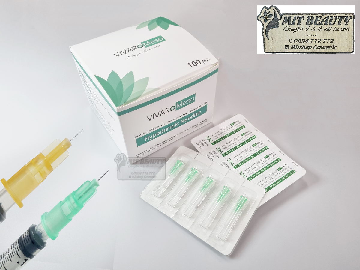 Hộp 100 cây đầu kim meso 30g 32g 34g 4mm 13mm căng bóng cá hồi prp hàn quốc vivaro meso