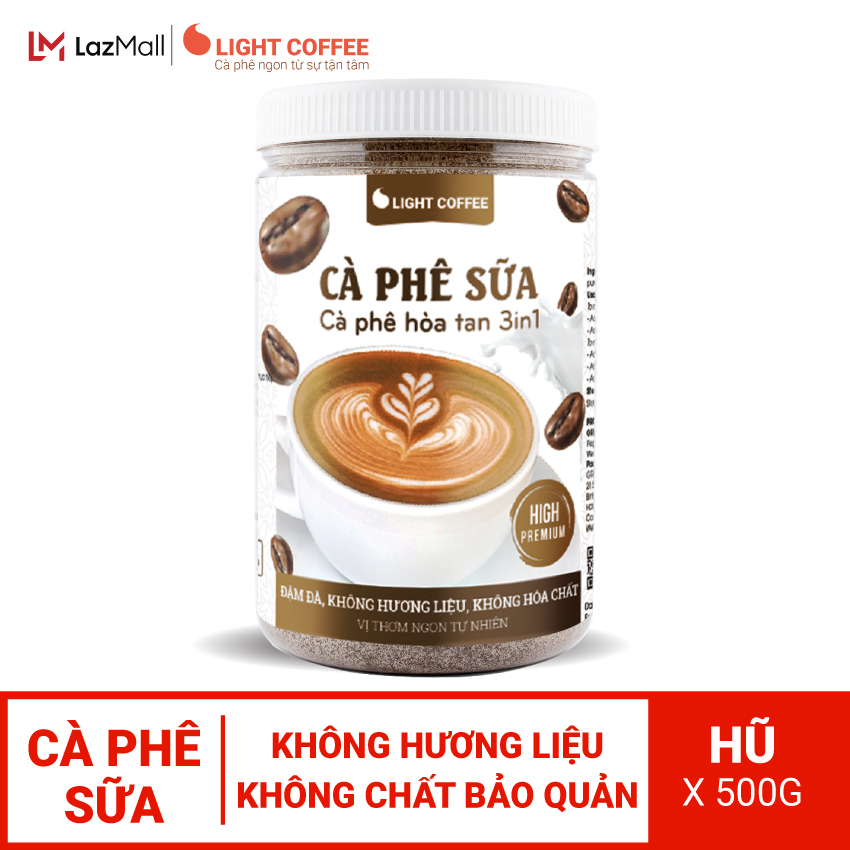 Cà phê sữa 3in1, pha uống liền Light Coffee - Hũ 500gr