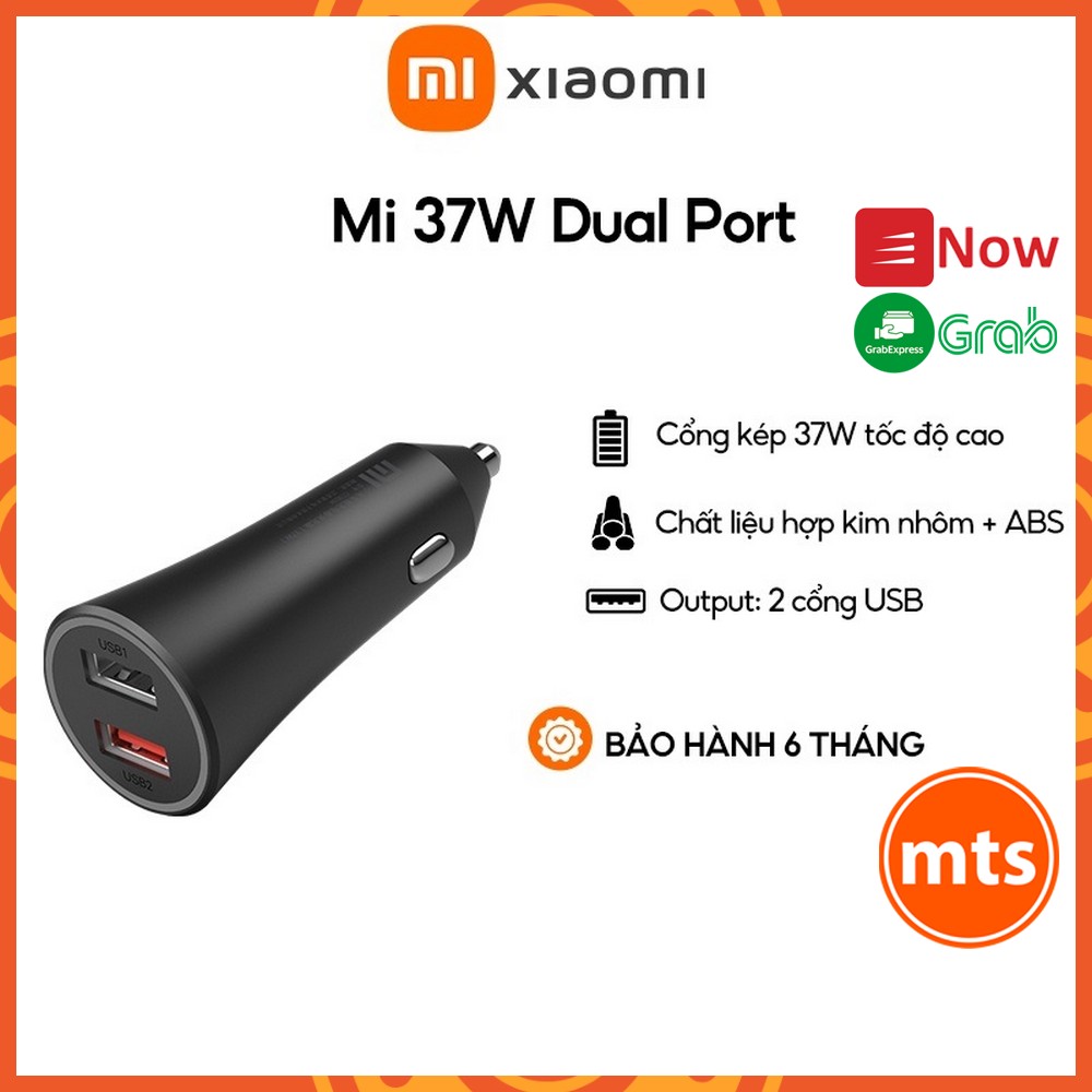 Tẩu sạc nhanh 2 cổng cho điện thoại trên ô tô xe hơi xiaomi mi 37w cc06zm dual-port car charger black - minh tín shop