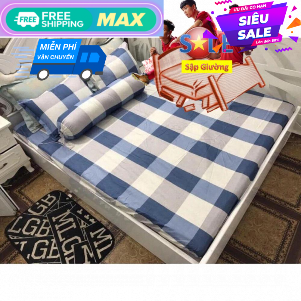 Bộ ga gối poly cotton caro m6/m8