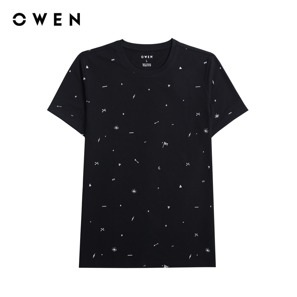 Owen - áo thun nam tshirt body fit tsn221550 màu đen chất liệu cotton modal