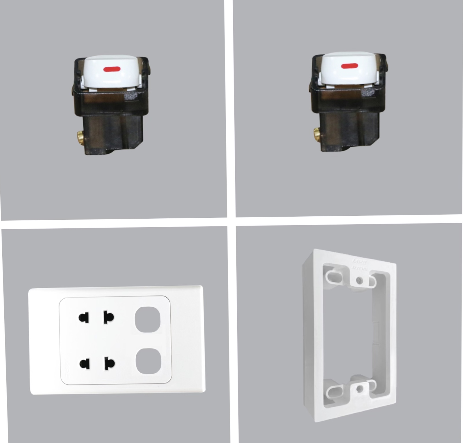 Combo ổ cắm 22 lỗ+ công tắc + đế nổi mpe