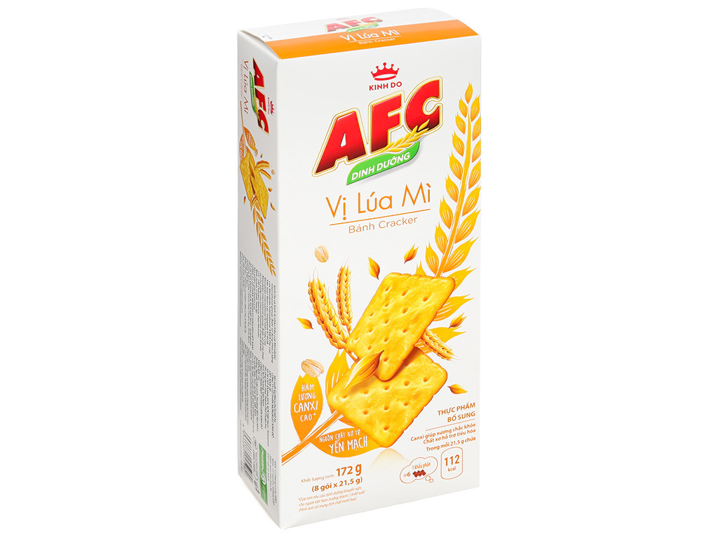 [Hộp 172g] Bánh AFC dinh dưỡng vị lúa mì (8 x 21.5g)