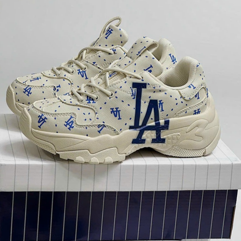 [TẶNG HỘP] Giày hàn quốc MLB monogram LA xanh hàng đẹp
