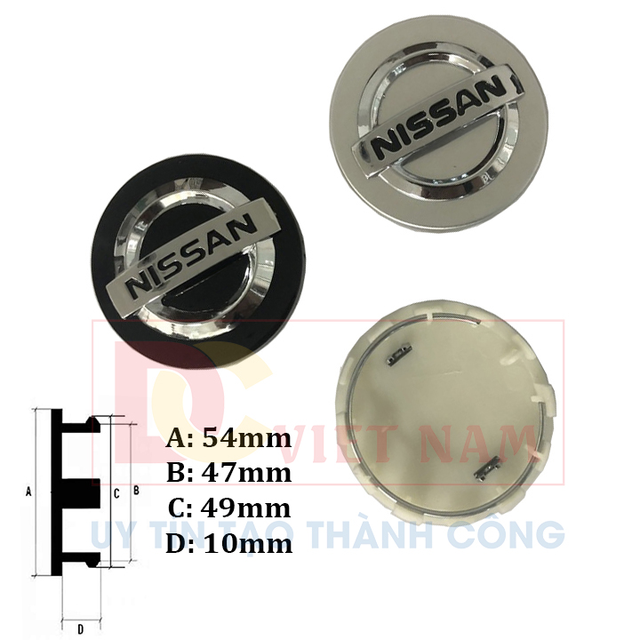 01 chiếc Logo chụp mâm, ốp lazang bánh xe ô tô, xe hơi dùng cho Nissan đường kính 54mm