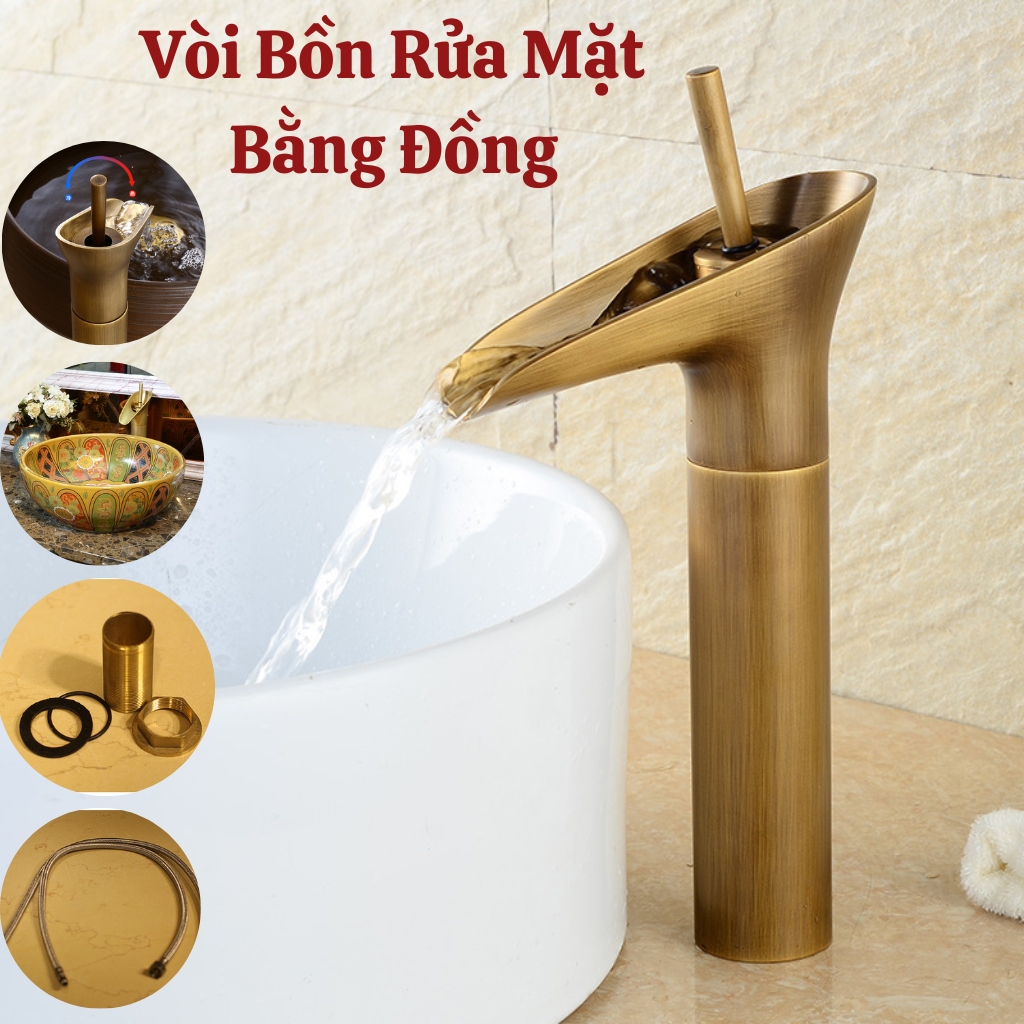 Vòi chậu rửa mặt nóng lạnh 304, Vòi lavabo đồng thau, Vòi Lavbo nóng lạnh Kiểu thác nước, Chất liệu đồng siêu bền