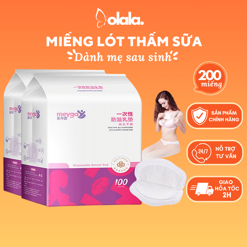 Miếng lót thấm sữa hãng MEYGA COMBO 200M dành cho mẹ sau sinh thời kỳ cho con bú