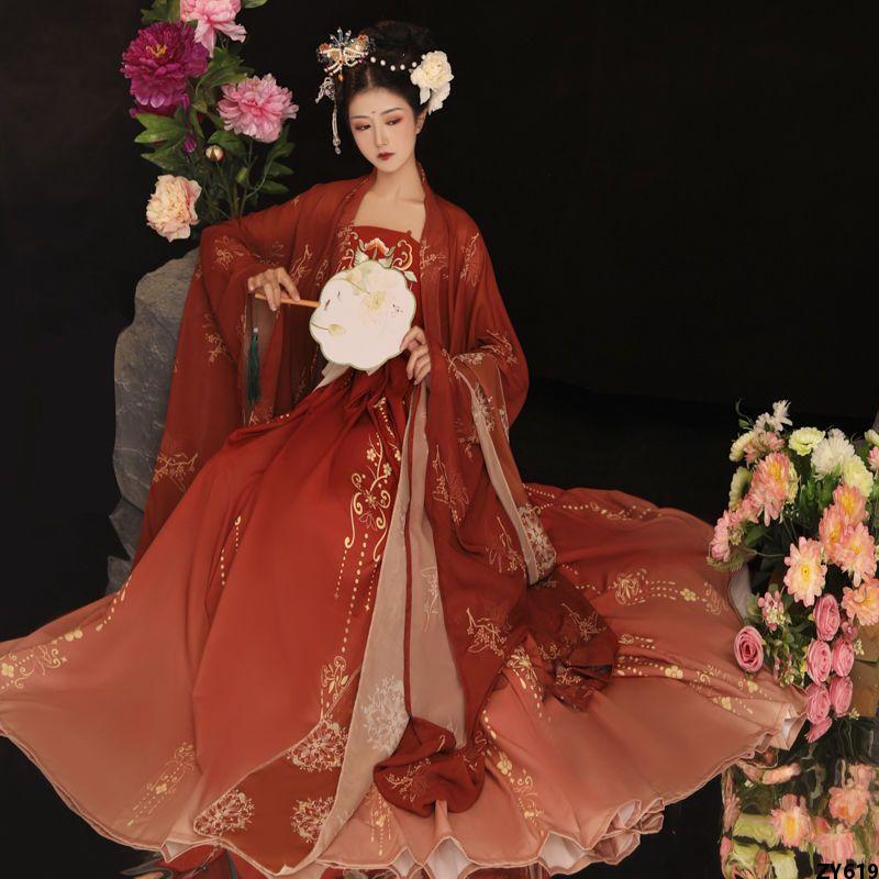 Bộ Đồ Hán Phục Tay To Váy Thanh Nữ Thêu Tang Làm Áo Myrobalan Tang Làm