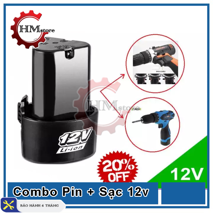 Pin máy khoan 12v, dung lượng 1500mah, sử dụng liên tục 3-4h - sạc pin máy khoan, pin 12v có sạc, pin 12v cho các dòng máy khoan pin hitachi, makita, acz - hải my store