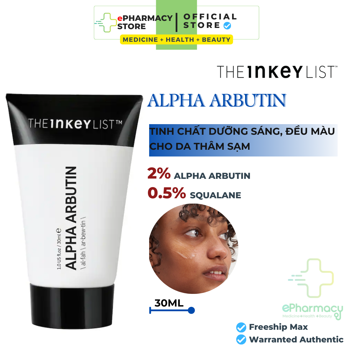 Serum The INKEY List Alpha Arbutin 30ml Tinh chất dưỡng trắng da