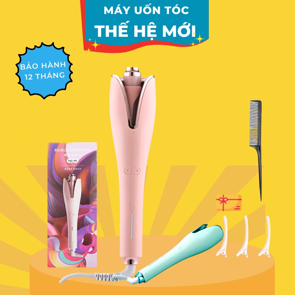 Máy uốn tóc tự động chính hãng, làm xoăn xoay tự động 3 in 1, máy uốn tóc mini xoay 360 độ