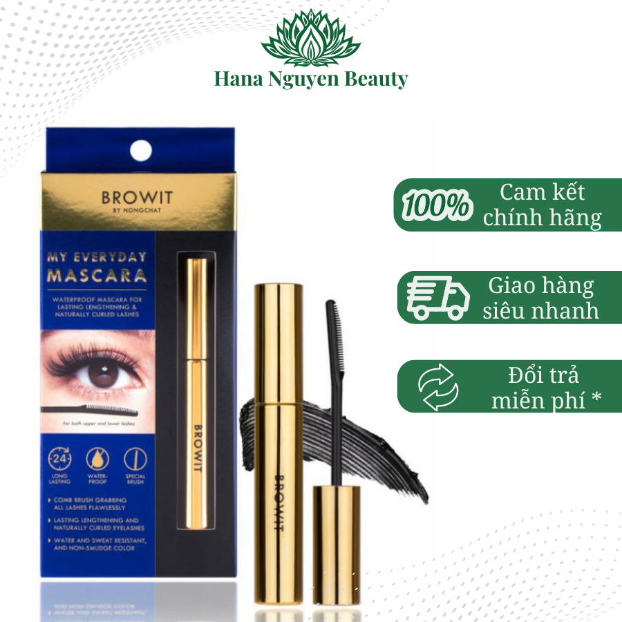 Mascara Nongchat Browit chống nước dài và cong mi dạng lược Thái Lan