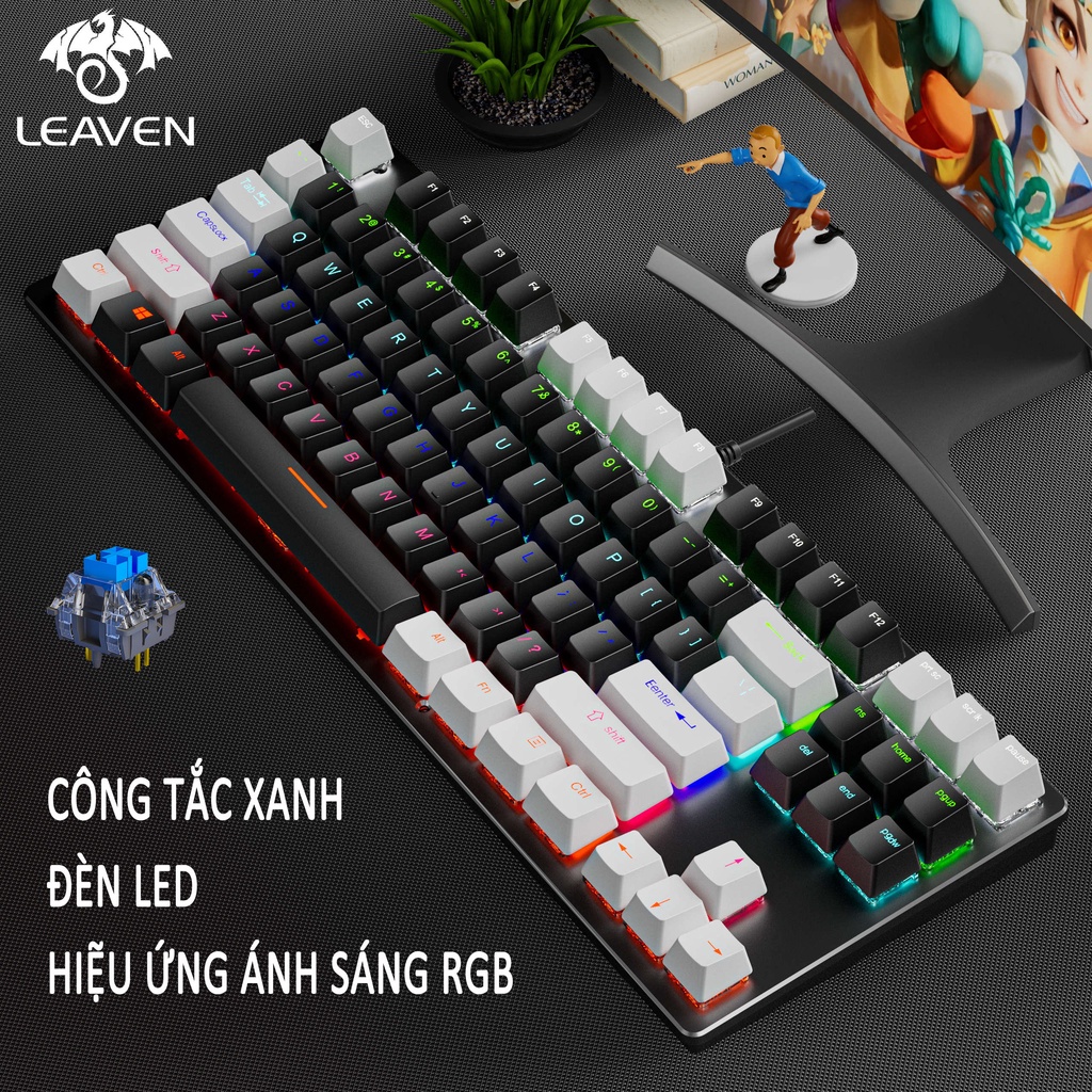 Bàn phím cơ LEAVEN K550 PRO LED RGB Gaming Giao hàng trong vòng 24 giờ bàn phím