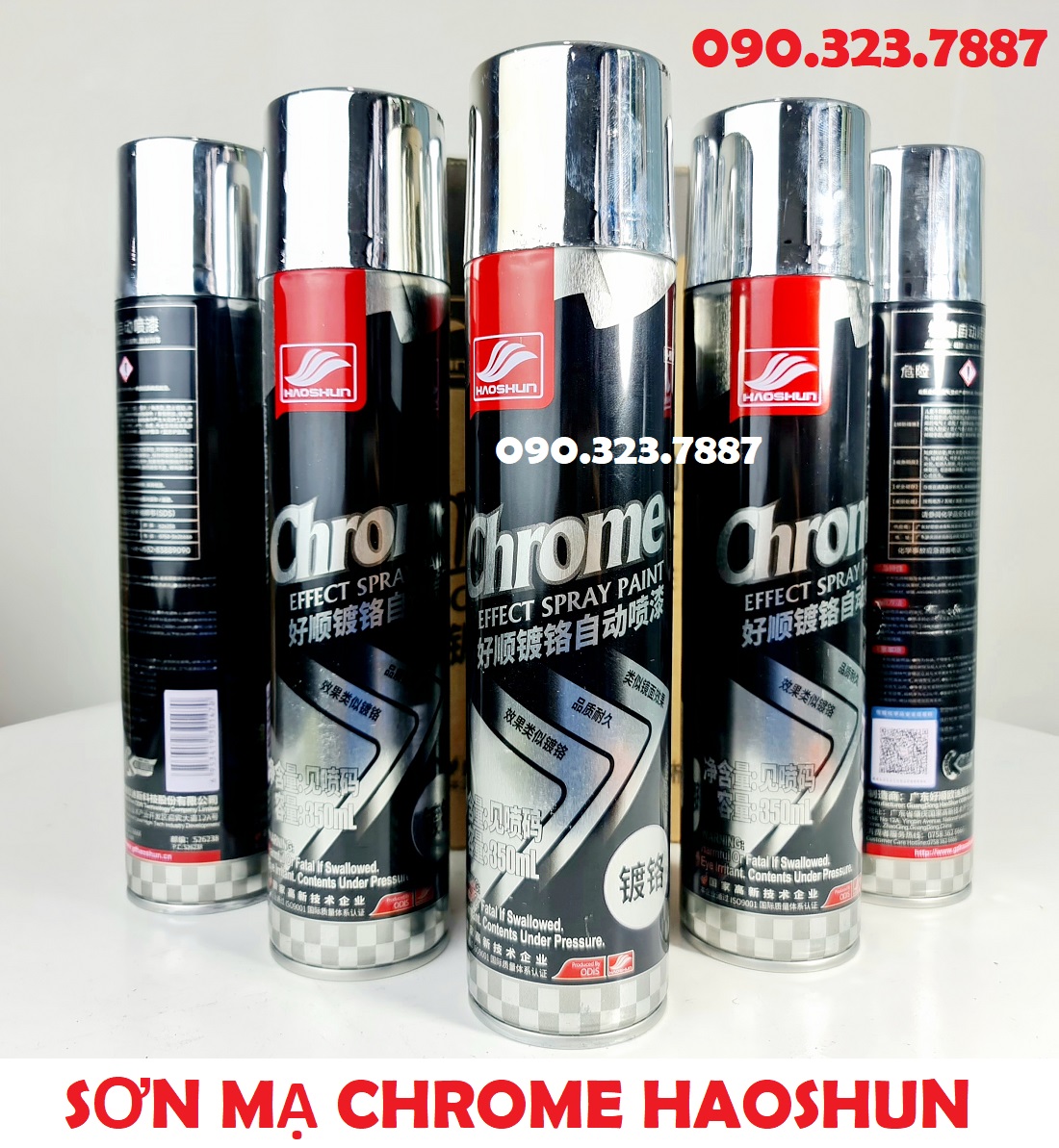 Sơn xịt mạ chrome haoshun h-1031 inox sáng bóng xe máy, ô tô 350ml