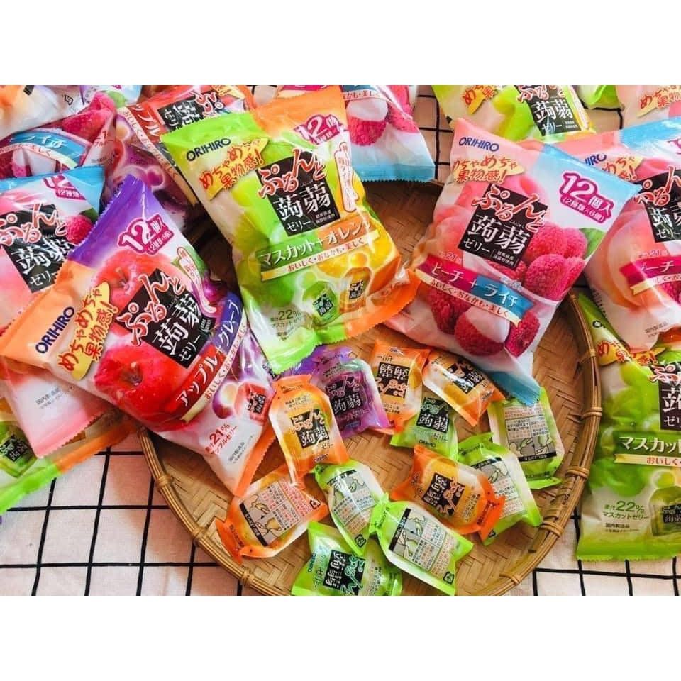 Thạch trái cây orihiro Nhật Bản gói 12 chiếc mix 2 vị