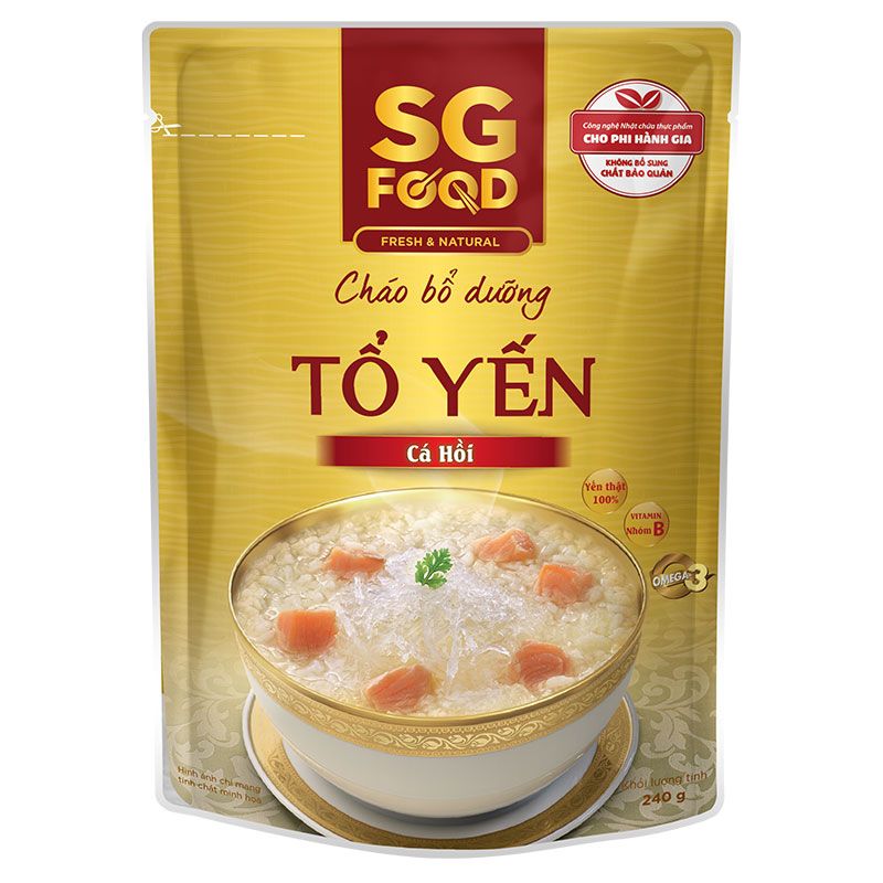 Cháo dinh dưỡng ăn liền Sài Gòn vị tổ yến cá hồi SGFood 240g sản phẩm thơm ngon chất lượng có nguồn gốc xuất xứ rõ ràng là sản phẩm không thể thiếu trong các gia đình