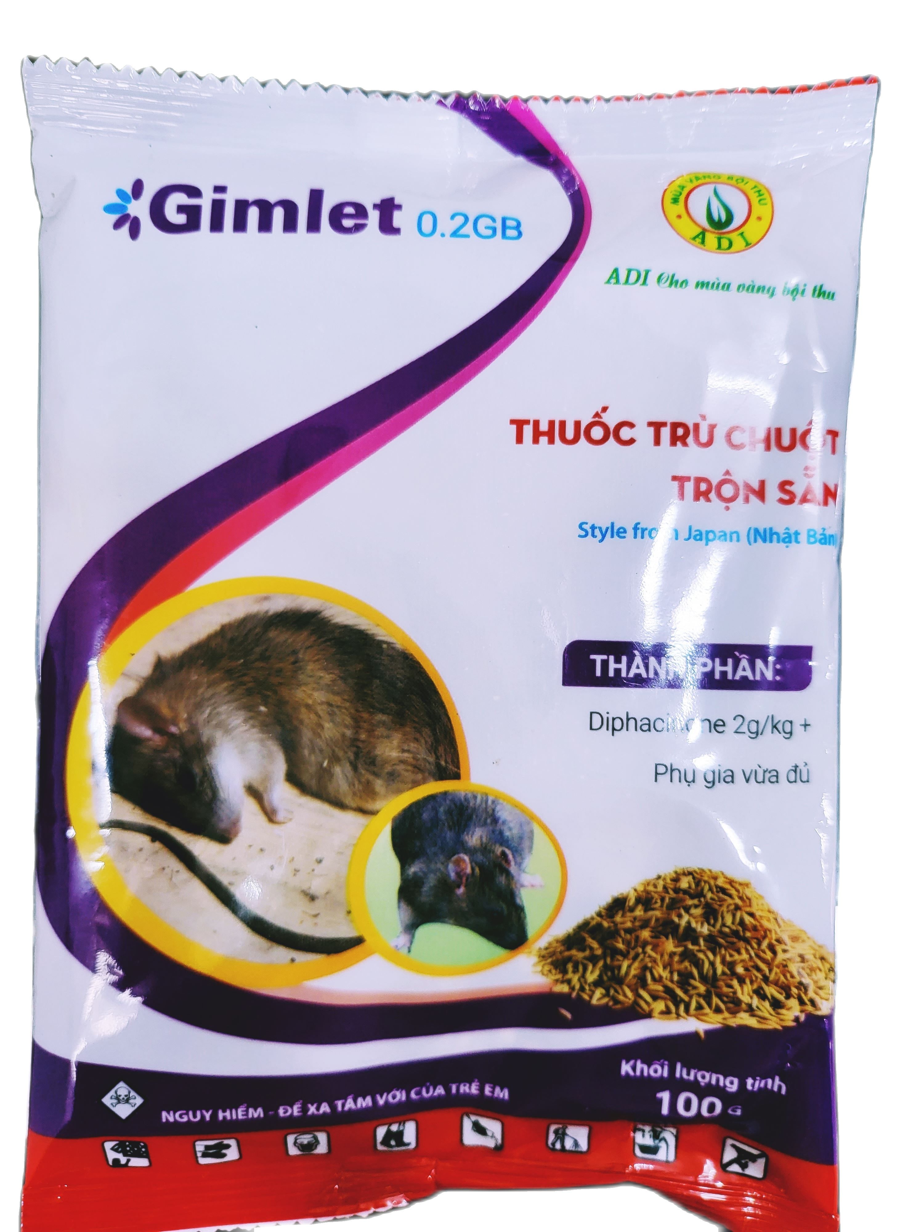 Thuốc Diệt Chuột Hạt Thóc Trộn Sẵn Gimlet 0.2B gói 100g, Thuốc Chuột Sinh Học Thế hệ Mới Dạng Hạt Thóc
