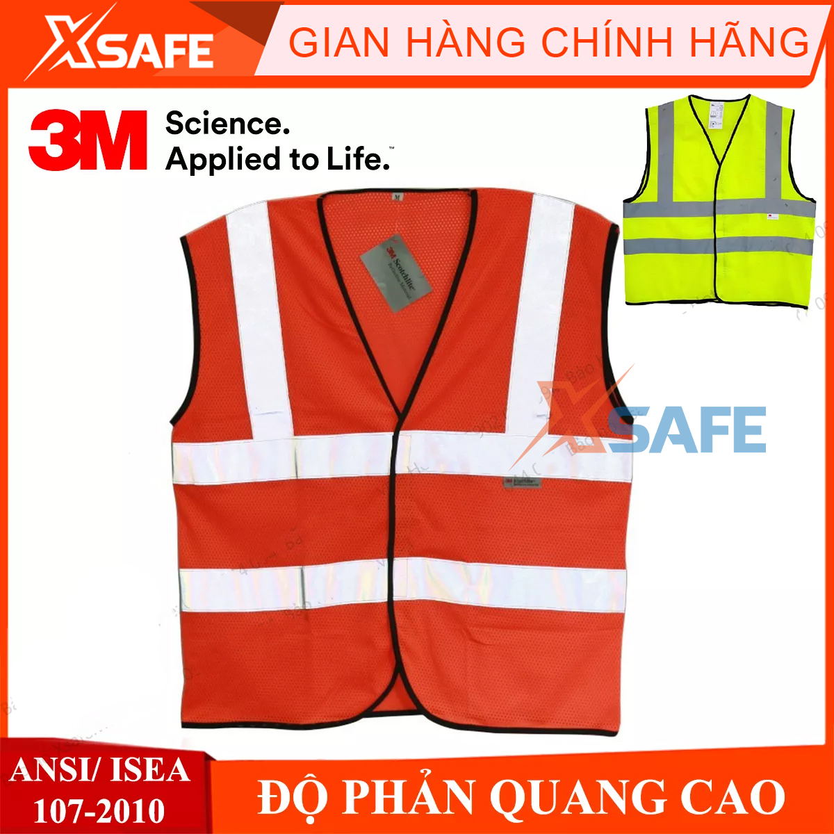 Áo phản quang 3M 8906áo lưới 3M thoáng có độ mỏng mát, độ phản sáng cao, lao động, chạy xe ban đêm