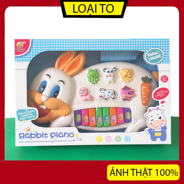 Đồ Chơi Đàn Piano Hình Thỏ Có Nhạc Đèn Nhiều Chế Độ Chơi Cho Bé (Loại To)
