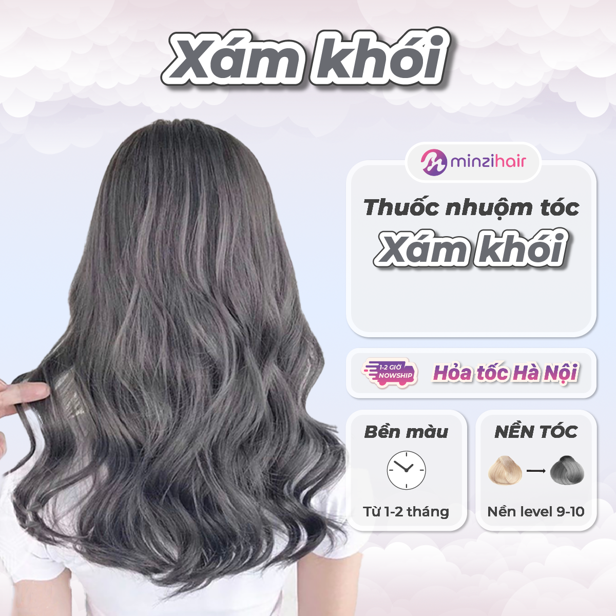 Thuốc nhuộm tóc Màu Xám Khói - Cần Tẩy Tóc Nâng Tone Mạnh - Minzihair, Minzihair HCM