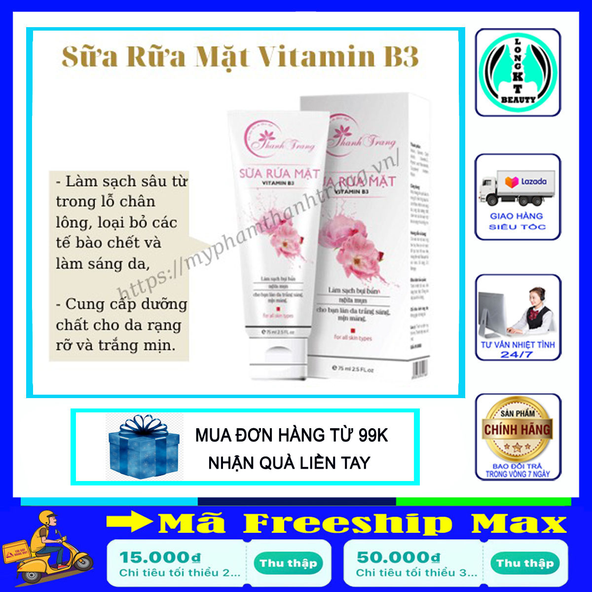 Chính hãng -bán chạy sữa rữa mặt b3 thanh trang