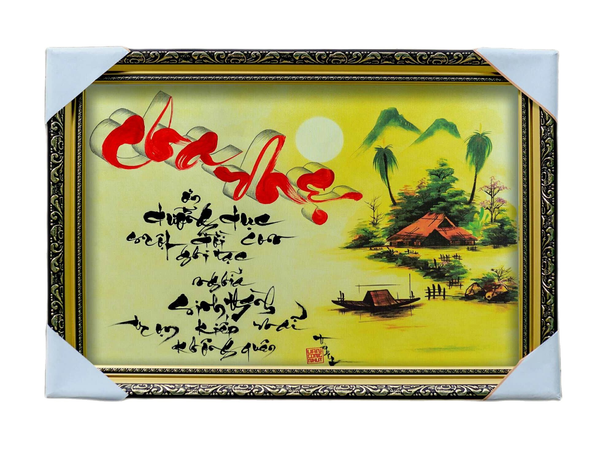 Tranh thư pháp Cha mẹ. Quà thư pháp tặng ông bà, cha mẹ. Quà biếu tết.