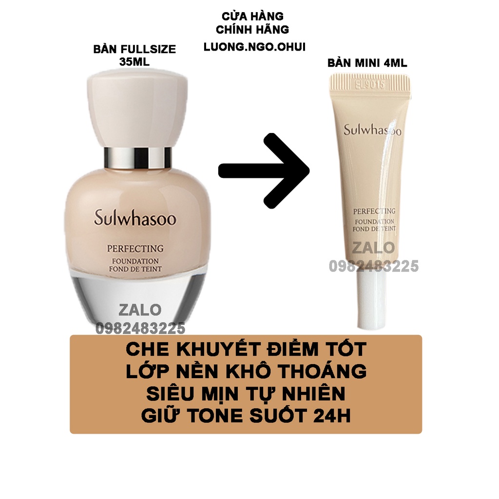 Kem nền Sulwhasoo siêu che khuyết điểm, lớp nền mịn lì khô thoáng - Sulwhasoo Perfecting Foundation SPF17/PA+