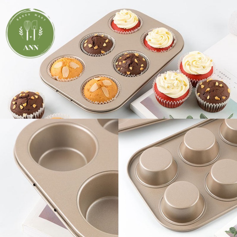 Khuôn Cupcake Chống Dính 6 ô
