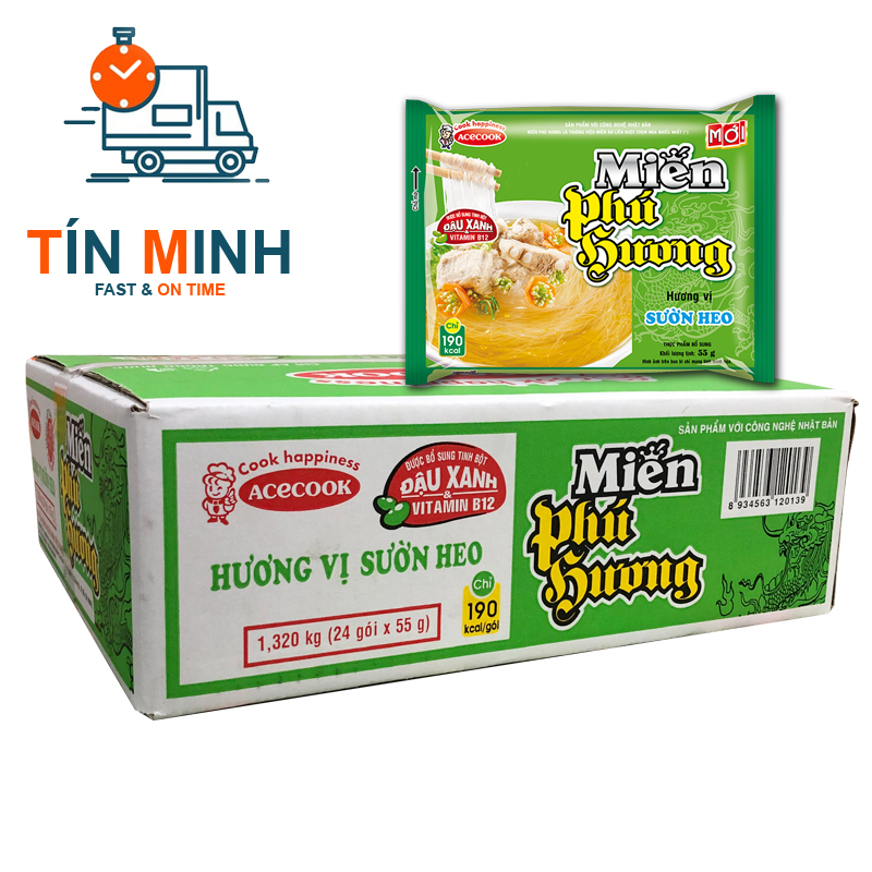 Miến ăn liền phú hương vị sườn heo thùng 24 gói 55g - Cty TM
