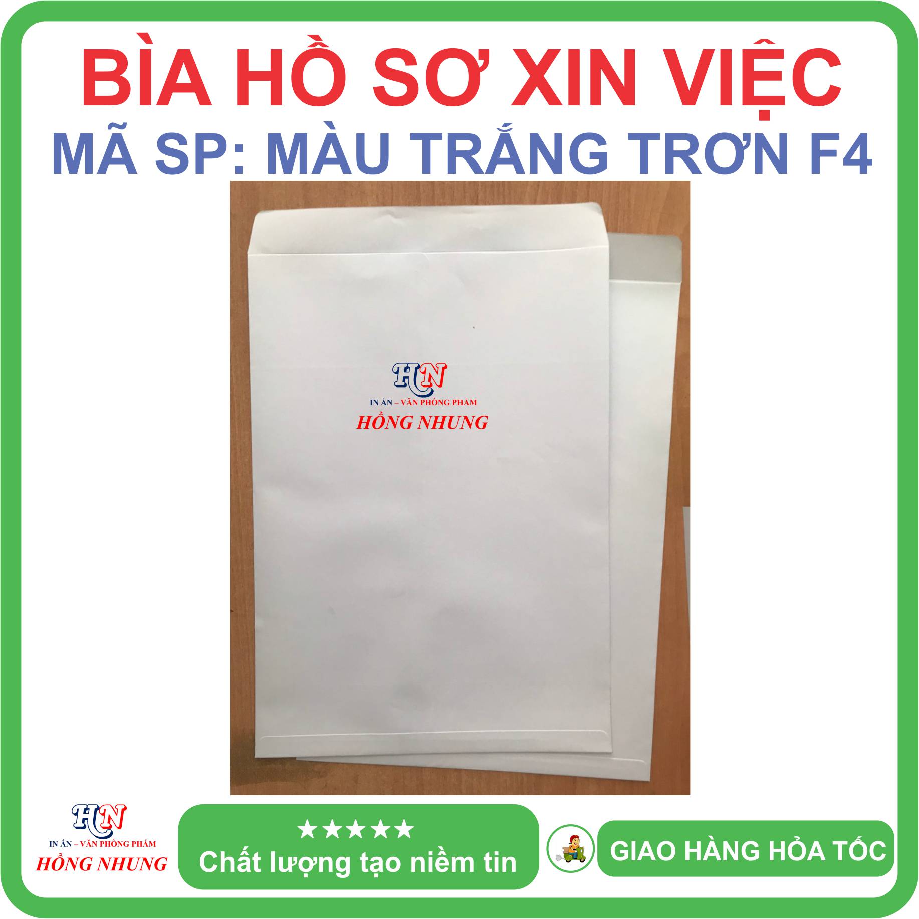 Combo 50 bao hồ sơ trắng, kích thước khổ a4/f4