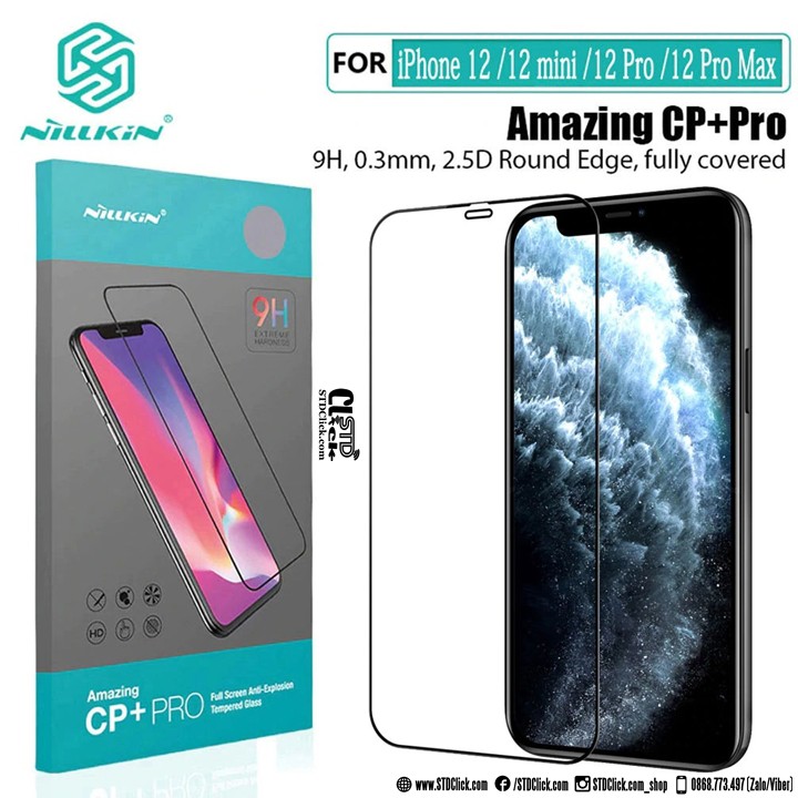 Kính cường lực iphone 12 mini - 12 - 12 pro - 12 pro max nillkin cp+pro 2.5d chính hãng