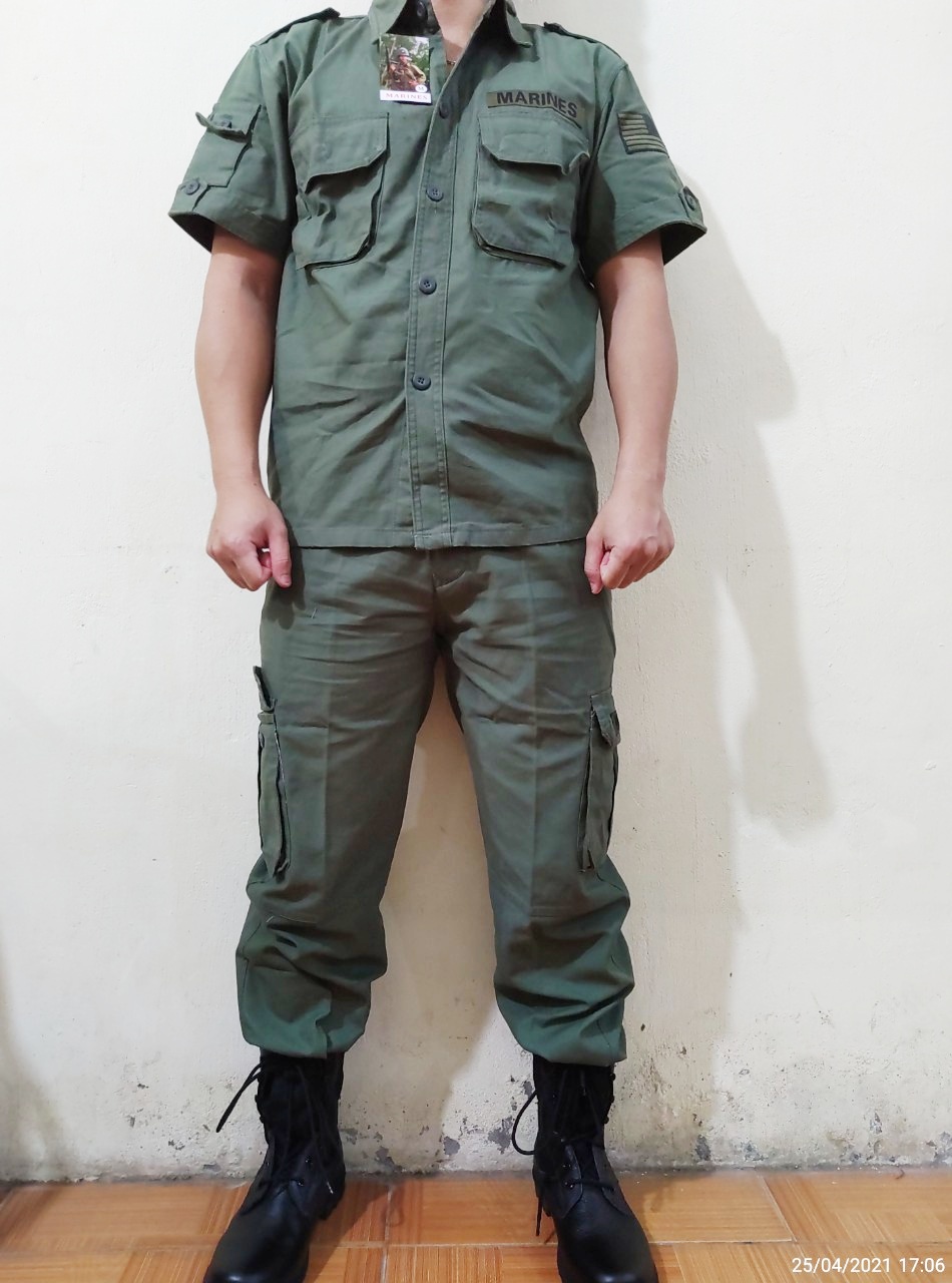 Quần áo lính màu xanh cộc