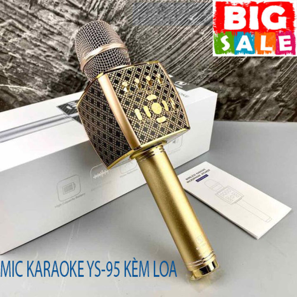 Mic hát karaoke Bluetooth Ys95 kèm loa không dây, Micro hát karaoke bluetooth hát cực hay, Chỉnh tone ngay trên thân mic, Micro hỗ trợ hát livetream chuyên nghiệp