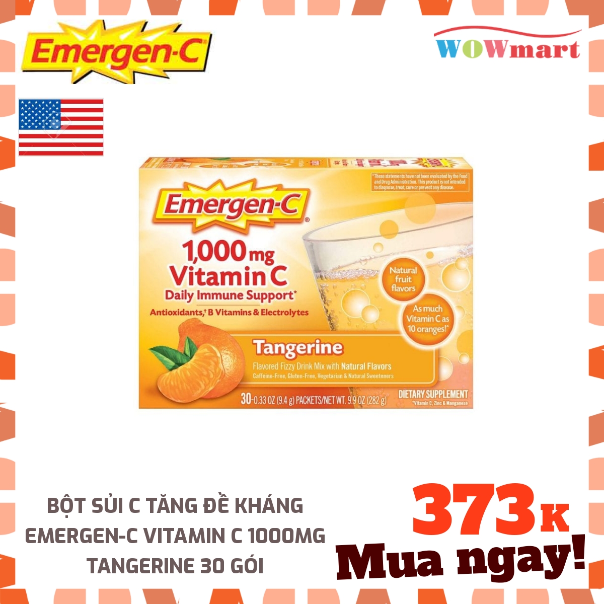 Bột sủi c tăng đề kháng emergen-c vitamin c 1000mg tangerine 30 gói -